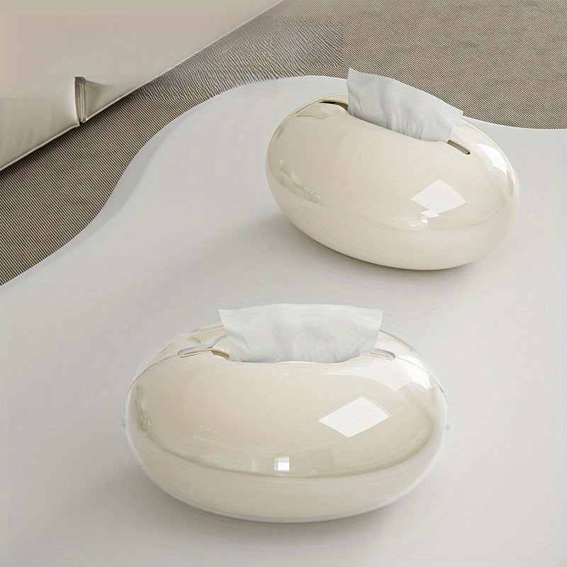 Desktop Tissue Box Home High-End Entry Lux Art Advanced Sense Tissue Box Living Room Coffee Table Paper Extraction Box Cream White