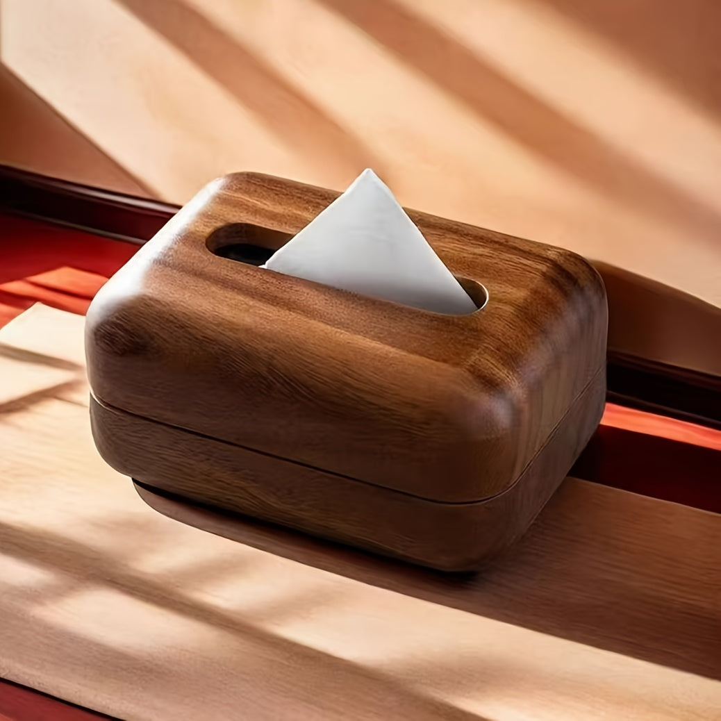 Modern Minimalist Walnut Tissue Box - Elegant Bathroom, Living Room, Office Decor - Easy Replacement Cover - Recycled Wood Construction - Space-Saving Design for Small Spaces - Vintage Home Decoration Storage Organizer, Polished Finish, Durable Build