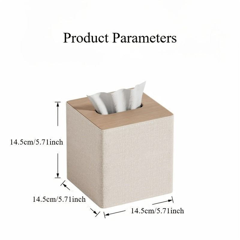 [Luxury Tissue Box Holder] Luxury Square 1pc Tissue Box Holder | Premium PVC Faux Leather, Sleek Black & Beige Design for Home, Office, Hotel, and Car Use, Tissue Box Dispenser | Modern Decor Accessory | Sleek Glossy Appearance