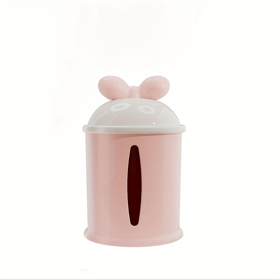 [Cute Tissue Holder] Cute Mouse Ears Round Plastic Tissue Box Holder 1pc | Dispenser for Storing Facial Tissues, Ideal for Home Decor in Living Room or Bathroom, Bathroom Accessory, Smooth Surface