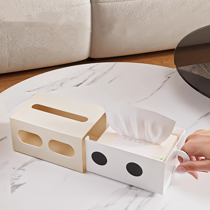 [1pc Cute Tissue Box] 1pc Cute Small Expression Plastic Tissue Extractor Box | Home Decoration, Household Daily Desktop Tissue Box Holder | Suitable for Bedroom, Living Room, Car and other Scenes