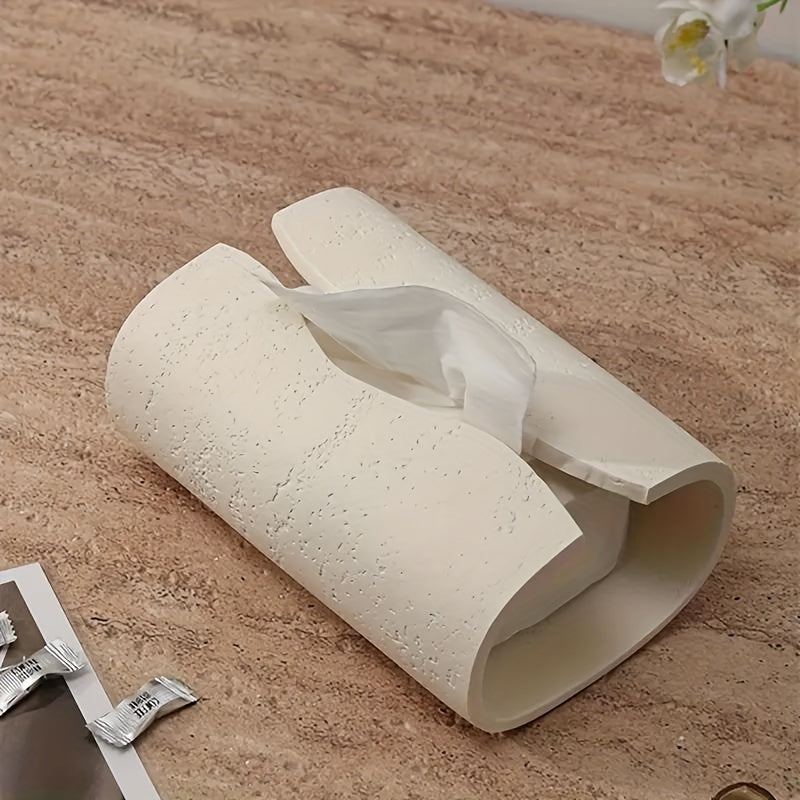 1pc Modern Octagonal Resin Tissue Box Holder - Durable, Stone-Like Finish, Creative & Design for Home and Bathroom Decor, Ideal for Bedroom and Living Room Desktop Storage