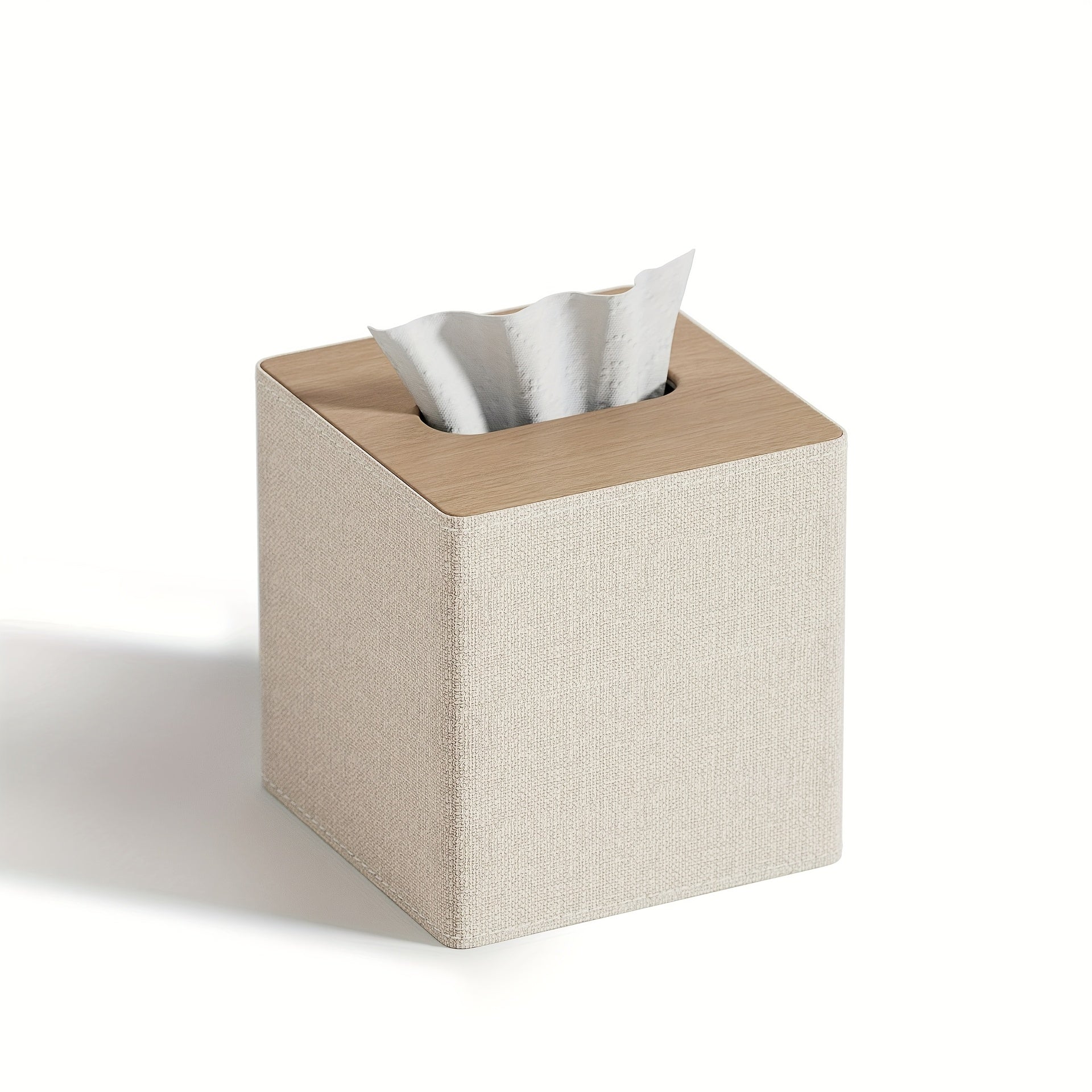 [Luxury Tissue Box Holder] Luxury Square 1pc Tissue Box Holder | Premium PVC Faux Leather, Sleek Black & Beige Design for Home, Office, Hotel, and Car Use, Tissue Box Dispenser | Modern Decor Accessory | Sleek Glossy Appearance