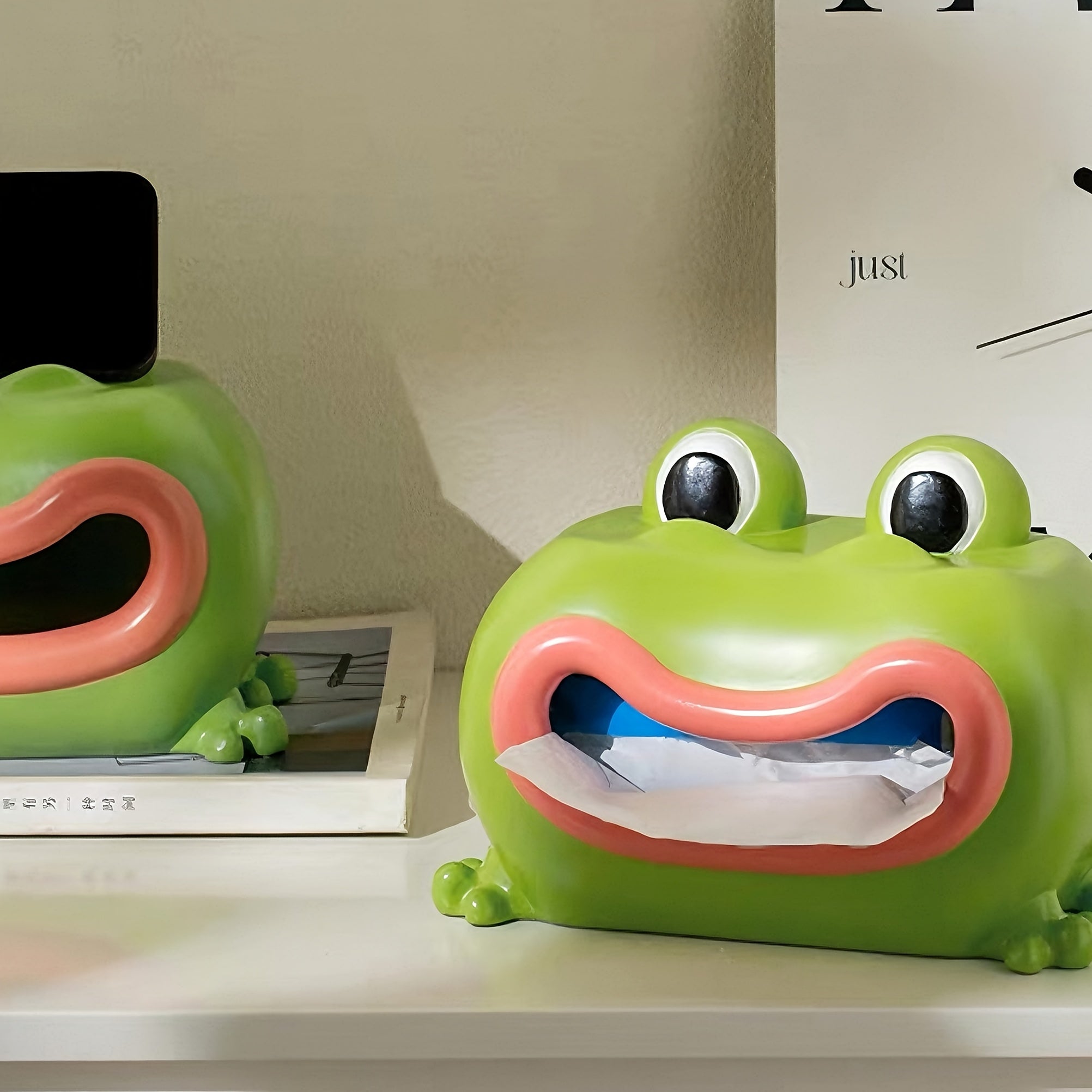 1pc Vacation Frog Decorative Storage Organizer - Cute Cartoon Resin Tissue Box Holder & Paper Towel Dispenser, Multi-Functional Home Decor for Living Room, Bedroom, Kitchen, Kids Room, Indoor/Outdoor Use, Frog Outdoor Decor
