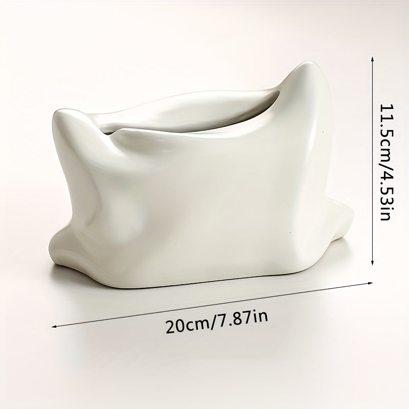 A Ceramic Tissue Box, an Interesting Storage Box for Tissues, Elegant for The Living Room, Dining Table, Coffee Table, And TV Cabinet Center, Convenient for Organizing And Displaying Paper, a Tissue Storage Box for Home Desktops, Suitable for Bedrooms And