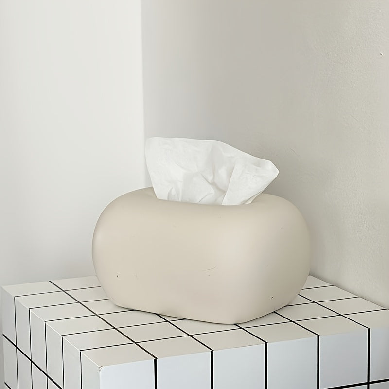 [Modern Ceramic Holder] 1pc Modern Minimalist Ceramic Tissue Box Holder | White & Black Accents, Spherical Shape, Durable & Stylish Storage Organizer, Tabletop Accent, Sleek Design, Quality Craftsmanship, Contemporary Style, Elegant Craftsmanship,