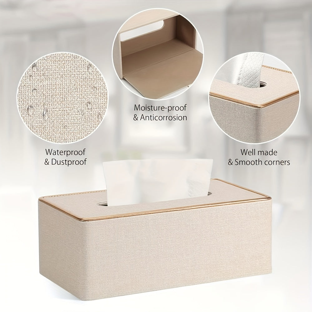 Luxury faux leather tissue box, household daily use desktop tissue storage box, paper towel storage box, suitable for bedroom, living room and car, kitchen, home decoration, bathroom accessories