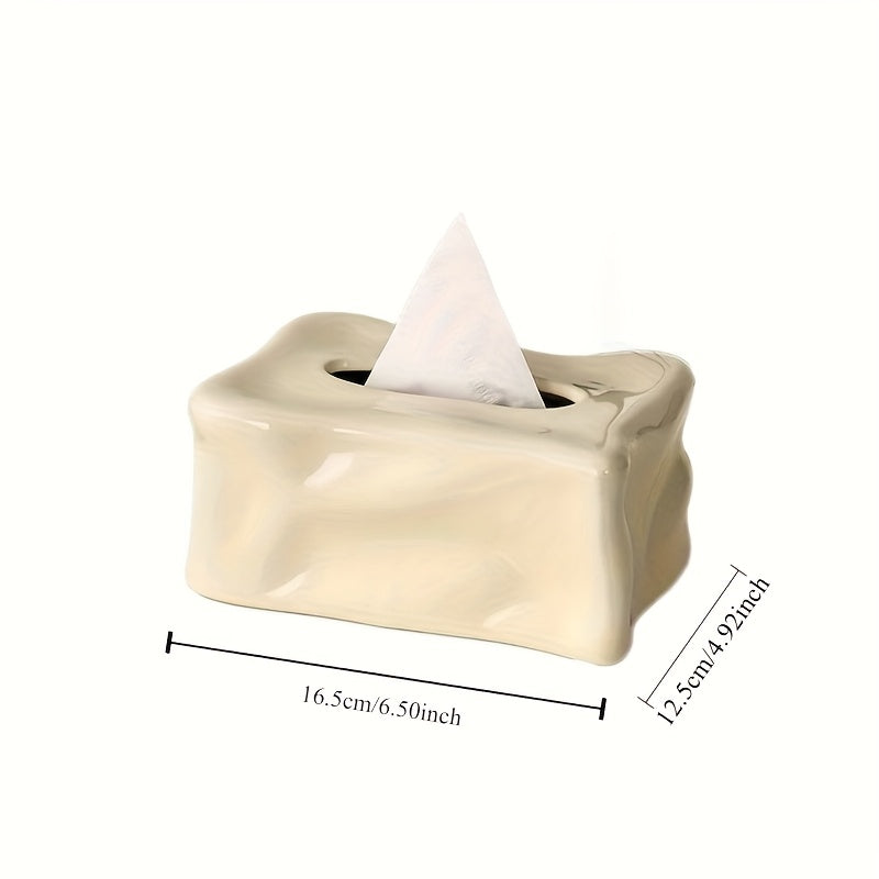 Elegant Ceramic Tissue Box Set - Modern, Minimalist Design with Sleek Metallic Finish, Perfect for Living Room Decor, Living Room Decor | Modern Ceramic Box | Rectangular Shape, Tissue Box Decor