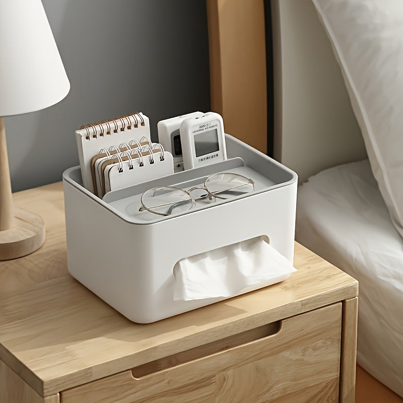 [Multifunctional Storage Box] 1pc Multifunctional Desktop Storage Box | Tissue Box, Drawer Paper Holder, Remote Control And Miscellaneous Storage Rack for Organizing Office Desk