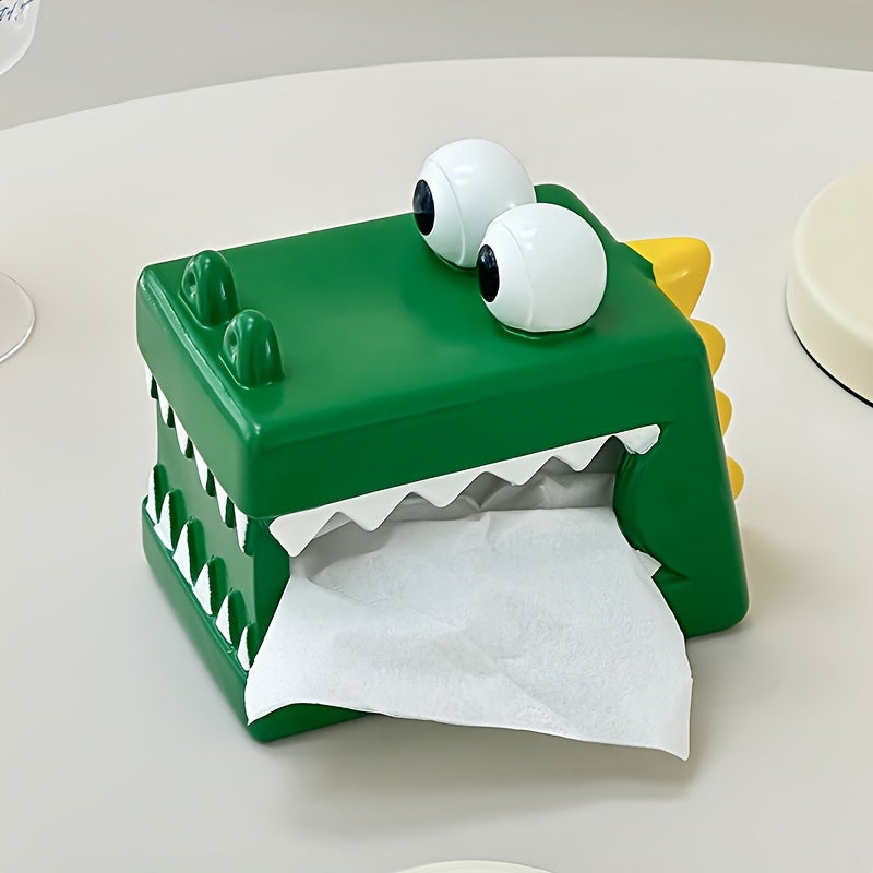1pc Creative Crocodile Tissue Box Holder - Decorative Square Resin Tissue Dispenser with Playful Design for Home or Office Decor, Bathroom Accessory | Playful Design | Durable Decor Item