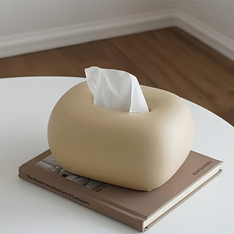 [Modern Ceramic Holder] 1pc Modern Minimalist Ceramic Tissue Box Holder | White & Black Accents, Spherical Shape, Durable & Stylish Storage Organizer, Tabletop Accent, Sleek Design, Quality Craftsmanship, Contemporary Style, Elegant Craftsmanship,