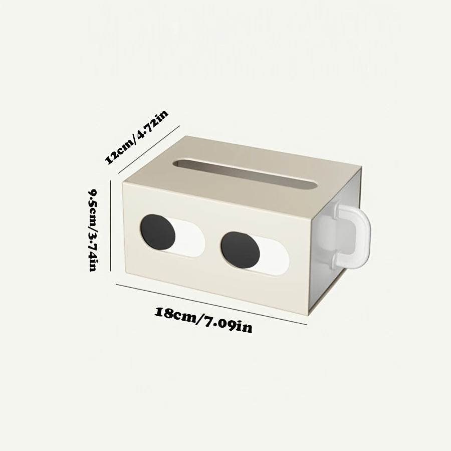 [1pc Cute Tissue Box] 1pc Cute Small Expression Plastic Tissue Extractor Box | Home Decoration, Household Daily Desktop Tissue Box Holder | Suitable for Bedroom, Living Room, Car and other Scenes