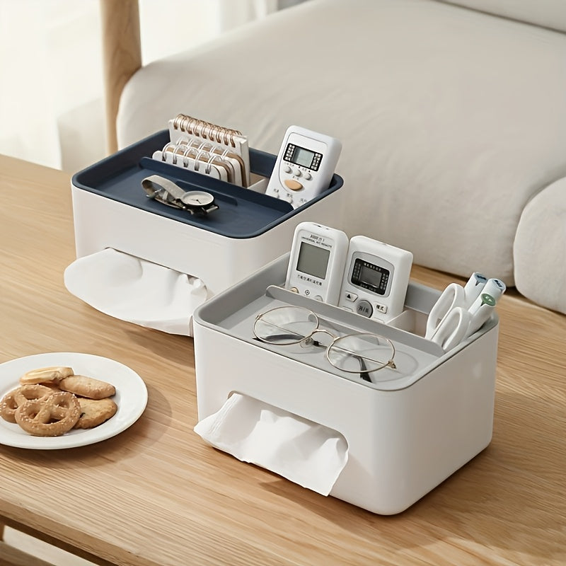 [Multifunctional Storage Box] 1pc Multifunctional Desktop Storage Box | Tissue Box, Drawer Paper Holder, Remote Control And Miscellaneous Storage Rack for Organizing Office Desk
