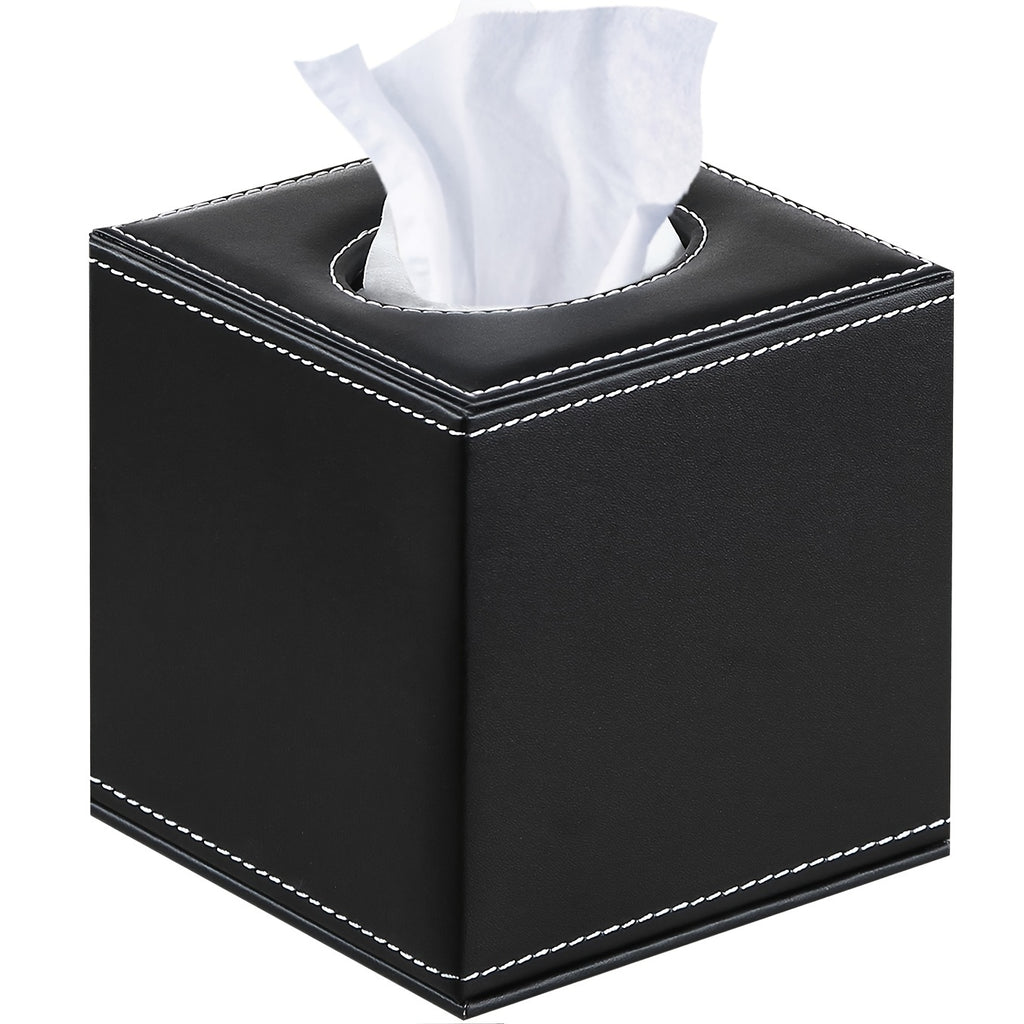MILITWO Square Tissue Box Holder with Magnetic Bottom - Stylish Faux Leather Tissue Cover, Polished Finish, Multi-Compartment Organizer for Bathroom, Vanity, Bedroom, Dining Table & Car - Durable & Easy-Clean Design, Bathroom Organizers And Storage,