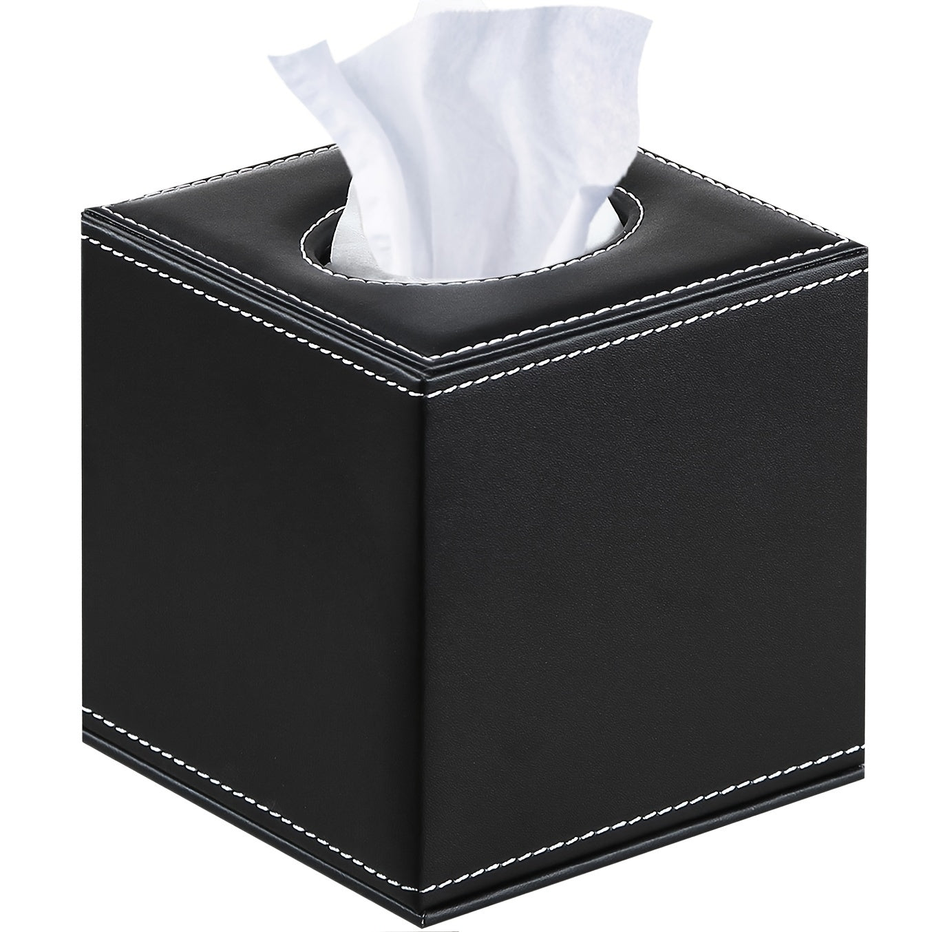 MILITWO Square Tissue Box Holder with Magnetic Bottom - Stylish Faux Leather Tissue Cover, Polished Finish, Multi-Compartment Organizer for Bathroom, Vanity, Bedroom, Dining Table & Car - Durable & Easy-Clean Design, Bathroom Organizers And Storage,