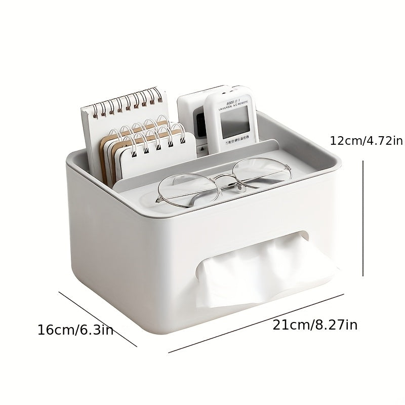 [Multifunctional Storage Box] 1pc Multifunctional Desktop Storage Box | Tissue Box, Drawer Paper Holder, Remote Control And Miscellaneous Storage Rack for Organizing Office Desk