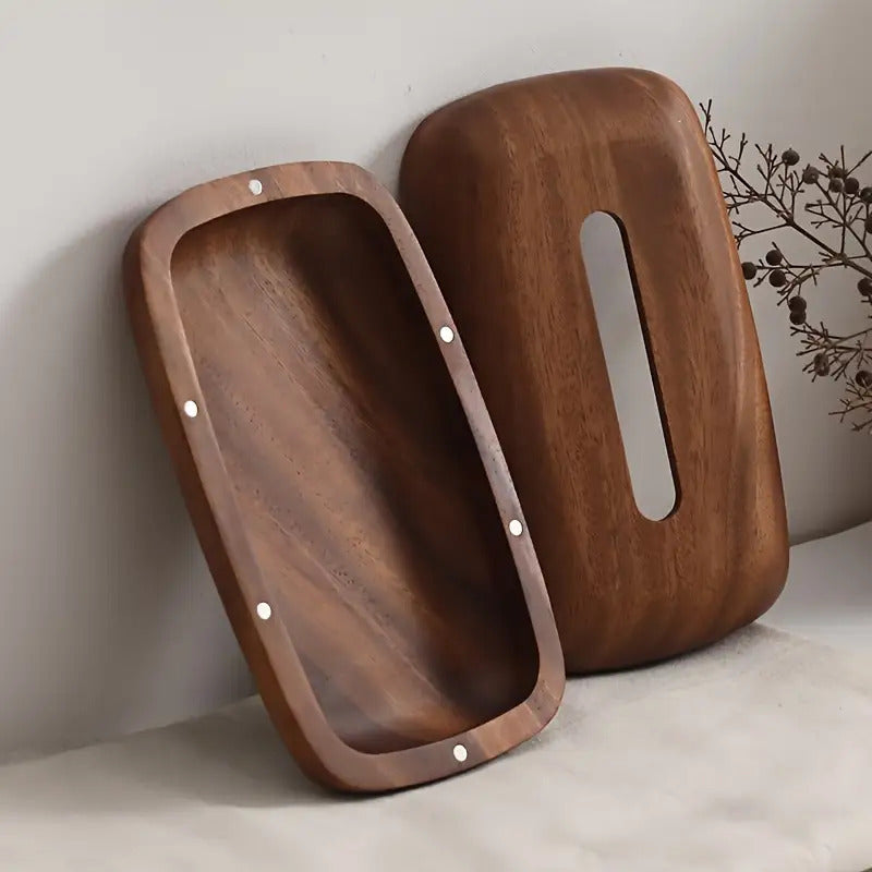 Walnut Tissue Box - Modern Minimalist Rectangular Design with Easy-Replace Lid, Polished Finish, Vintage Style Storage Box for Desktop, Bathroom, Office & Nightstand Decor, Bathroom Decor, Sleek Appearance, Highgrade Wood, Home Decor, Contemporary Decor,