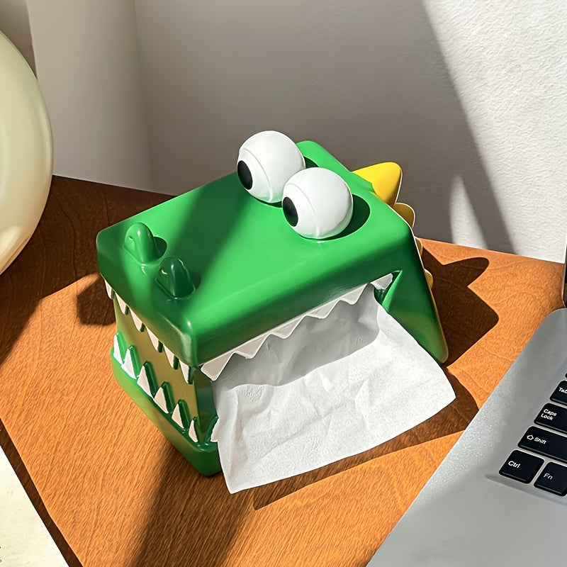 1pc Creative Crocodile Tissue Box Holder - Decorative Square Resin Tissue Dispenser with Playful Design for Home or Office Decor, Bathroom Accessory | Playful Design | Durable Decor Item