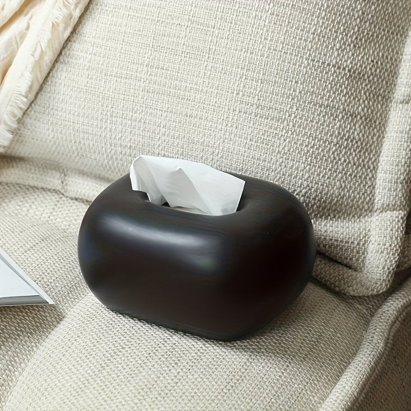 [Modern Ceramic Holder] 1pc Modern Minimalist Ceramic Tissue Box Holder | White & Black Accents, Spherical Shape, Durable & Stylish Storage Organizer, Tabletop Accent, Sleek Design, Quality Craftsmanship, Contemporary Style, Elegant Craftsmanship,