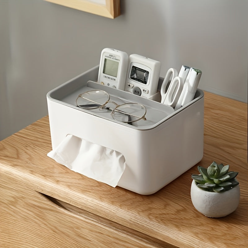 [Multifunctional Storage Box] 1pc Multifunctional Desktop Storage Box | Tissue Box, Drawer Paper Holder, Remote Control And Miscellaneous Storage Rack for Organizing Office Desk