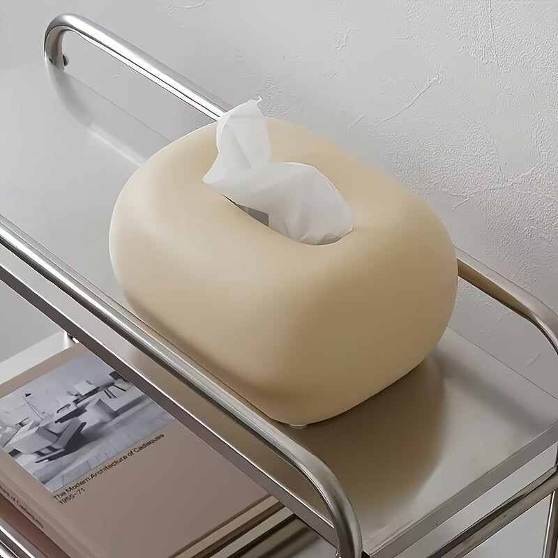 [Modern Ceramic Holder] 1pc Modern Minimalist Ceramic Tissue Box Holder | White & Black Accents, Spherical Shape, Durable & Stylish Storage Organizer, Tabletop Accent, Sleek Design, Quality Craftsmanship, Contemporary Style, Elegant Craftsmanship,
