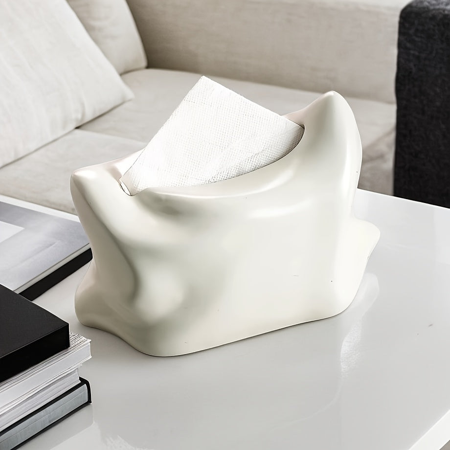1 Ceramic Tissue Box - Creative Pillow Design in Glossy Green/White, Ideal for Bathroom, Living Room, Bedroom, Dining Table Decor - Elegant Home Accessory for Thanksgiving