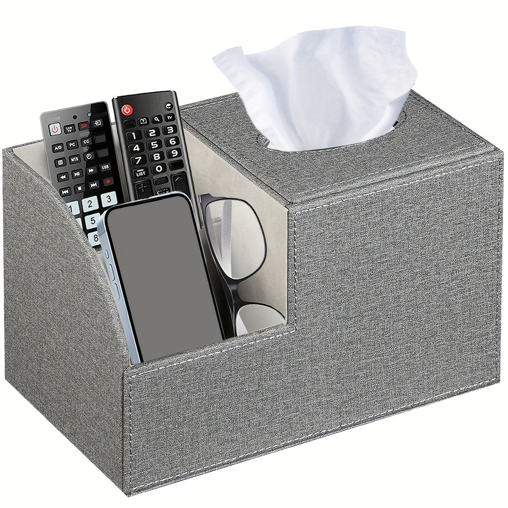 [Remote Tissue Box] Remote Control Holder Multifunctional Square Tissue Box Cover | Faux Leather Decorative Napkin Tissue Box Holder/Remote Caddy/Cube Desktop Organizer Storage Box for Vanity, Toilet, Office, Bedroom, Living Room and Bathroom Decorative