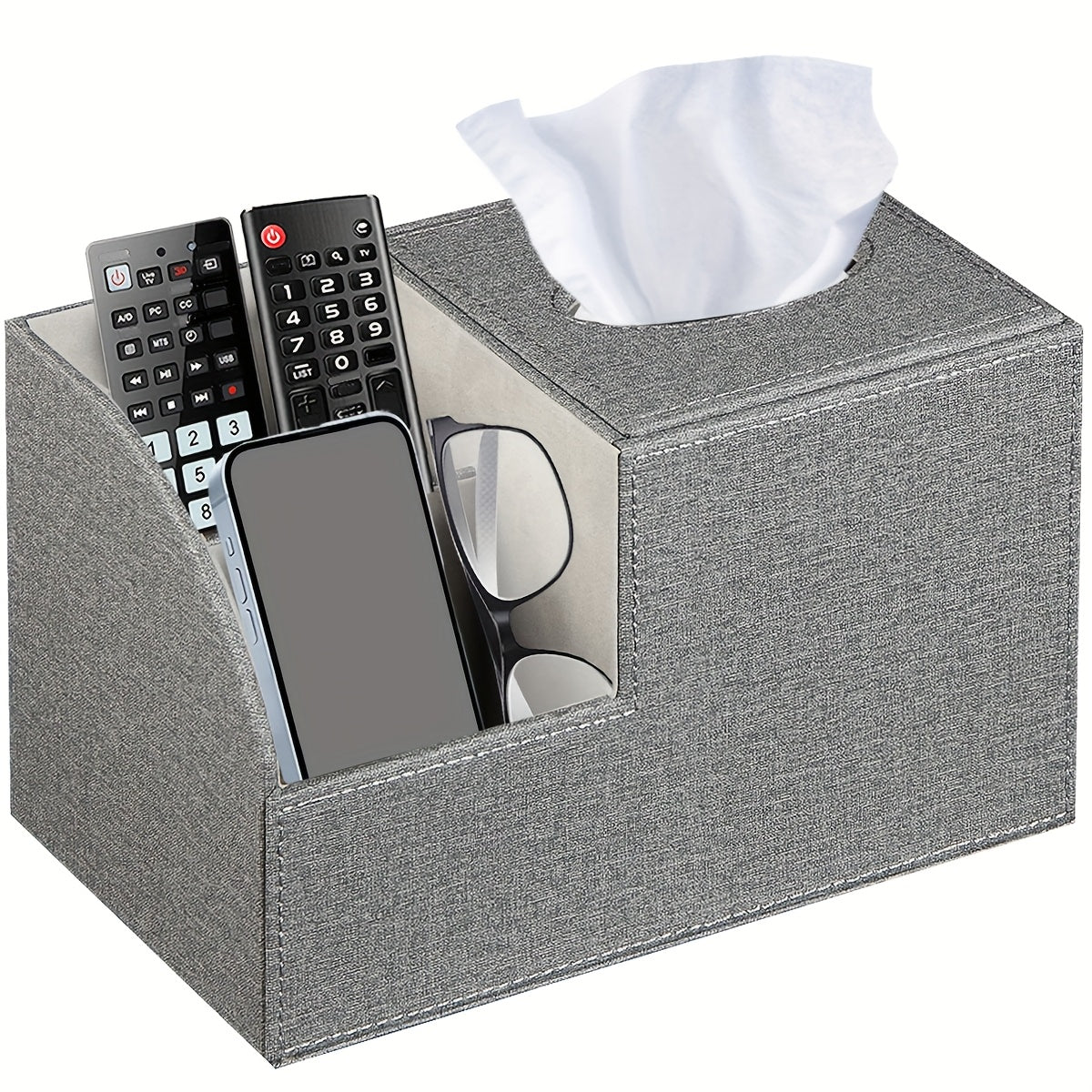 [Remote Tissue Box] Remote Control Holder Multifunctional Square Tissue Box Cover | Faux Leather Decorative Napkin Tissue Box Holder/Remote Caddy/Cube Desktop Organizer Storage Box for Vanity, Toilet, Office, Bedroom, Living Room and Bathroom Decorative