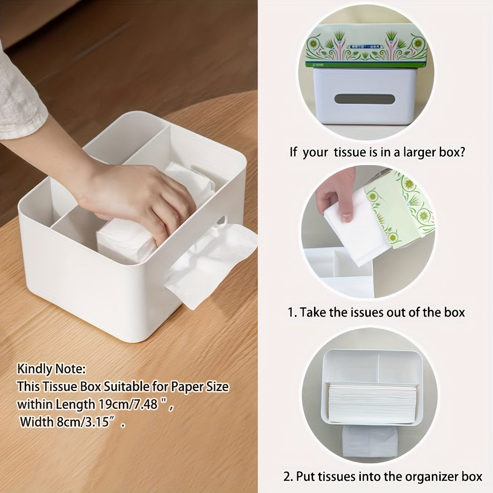 [Multifunctional Storage Box] 1pc Multifunctional Desktop Storage Box | Tissue Box, Drawer Paper Holder, Remote Control And Miscellaneous Storage Rack for Organizing Office Desk