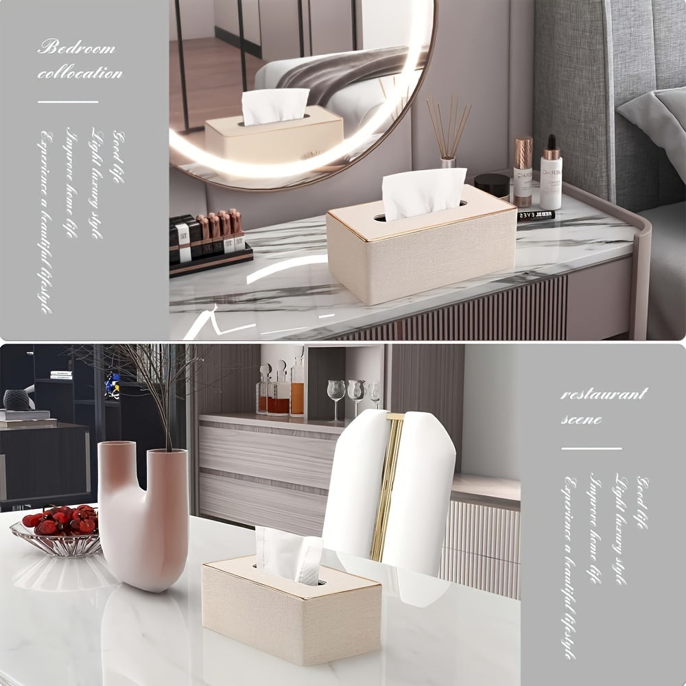 Luxury faux leather tissue box, household daily use desktop tissue storage box, paper towel storage box, suitable for bedroom, living room and car, kitchen, home decoration, bathroom accessories