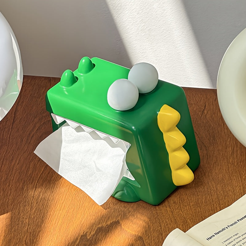 1pc Creative Crocodile Tissue Box Holder - Decorative Square Resin Tissue Dispenser with Playful Design for Home or Office Decor, Bathroom Accessory | Playful Design | Durable Decor Item